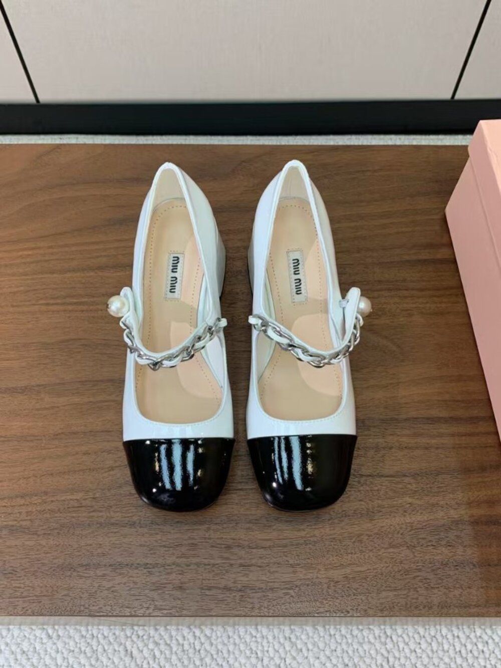 Miu Miu Bicolor Patent Leather Mary Jane Block Heels - Picture 1 of 8